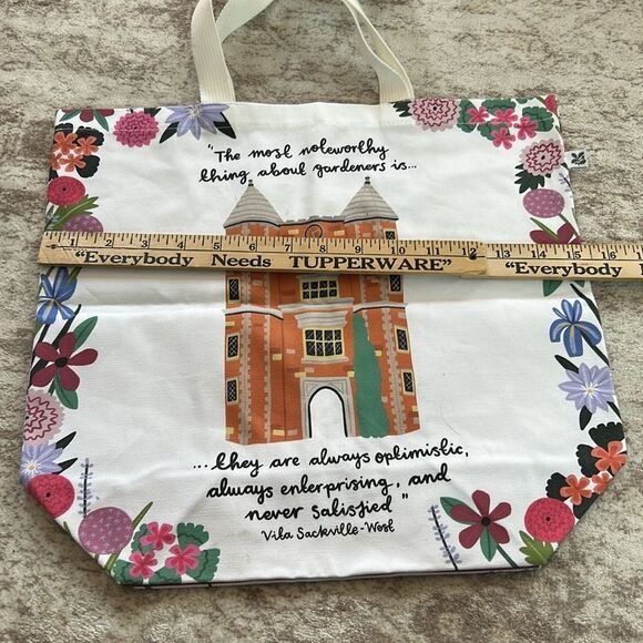 Floral Canvas Tote Bag for gardeners with Inspirational Quote nwt - Picture 5 of 8